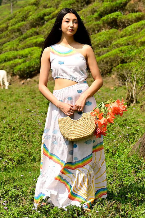 Rainbow off Shoulder Dress