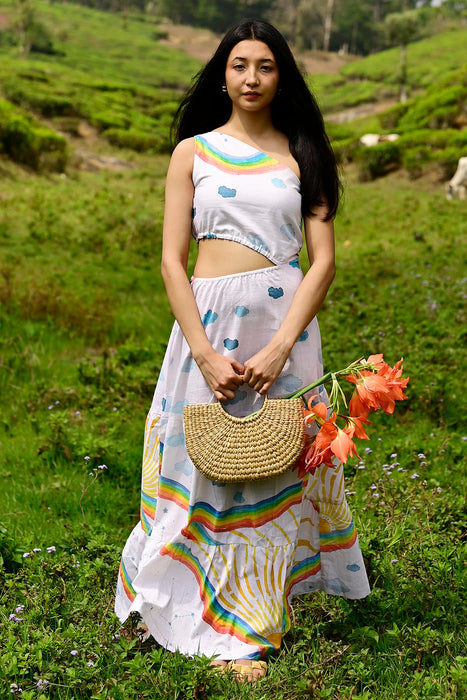 Rainbow off Shoulder Dress