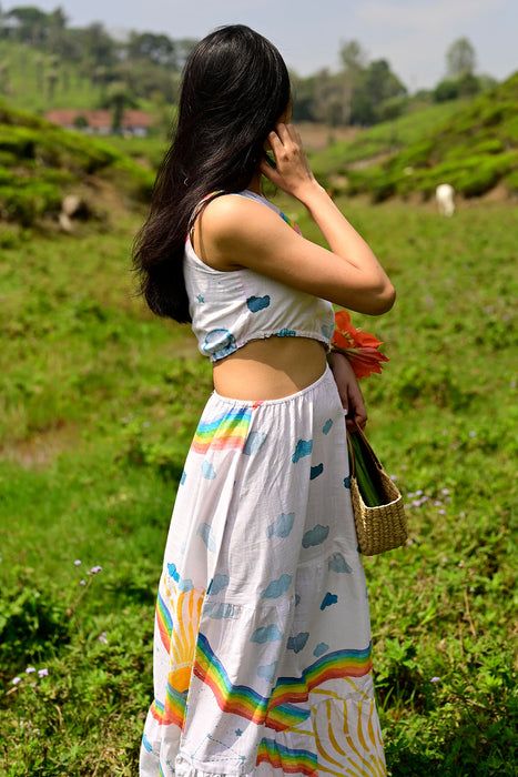 Rainbow off Shoulder Dress