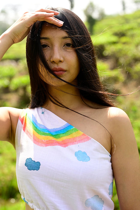 Rainbow off Shoulder Dress