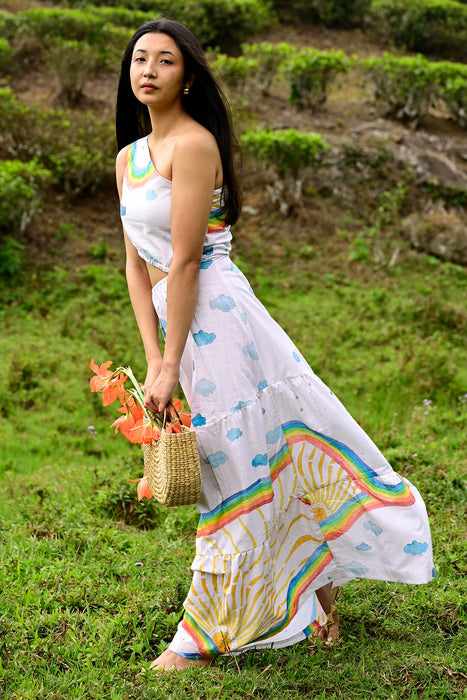 Rainbow off Shoulder Dress