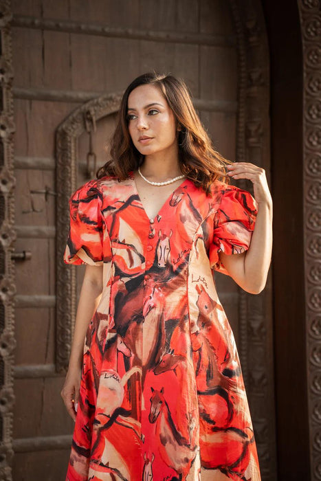 Montenegro Maxi Dress In Stardust & Saddle