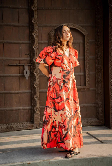 Montenegro Maxi Dress In Stardust & Saddle