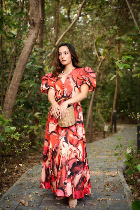 Montenegro Maxi Dress In Stardust & Saddle