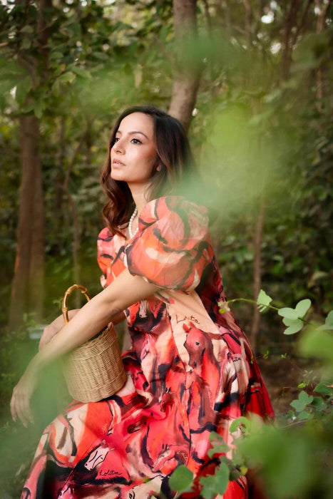 Montenegro Maxi Dress In Stardust & Saddle